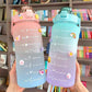 2L Large-capacity Water Bottle with Bounce Lid Timeline Reminder Leak-proof Frosted Cup for Outdoor Sports and Fitness