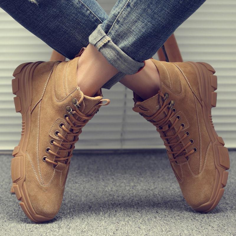 Autumn Martin Boots Men Lace-up Tooling Boots Outdoor Comfortable Desert Boots Socks Men's Shoes