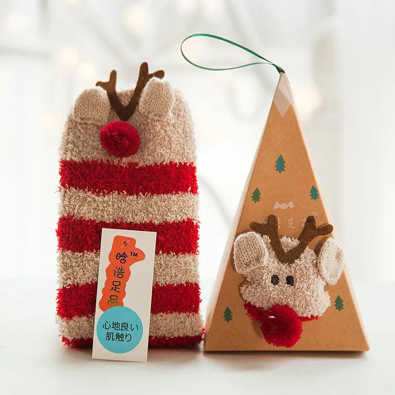 Socks Lovers Winter Thick Christmas Socks Cute Medium Tube Coral Fleece Female Cartoon Warm Gift Socks