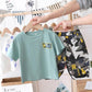Boys Summer Round Neck Short Sleeves + Elastic Waist Camouflage Pants Suit Boys Casual Short Sleeve Camouflage Suit Handsome Baby Two-piece Suit