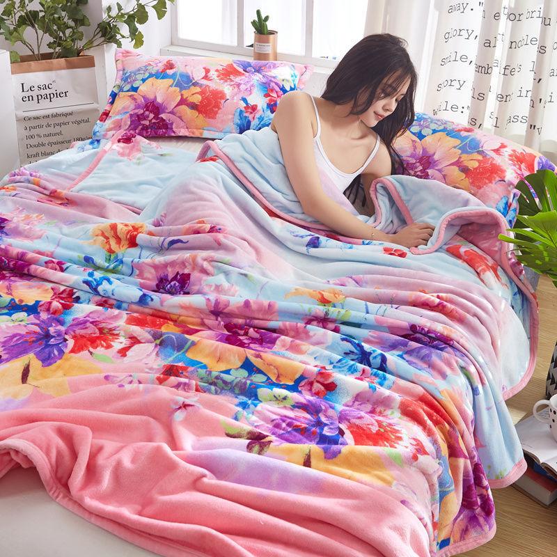 Thicken Blanket Quilt Coral Fleece Blanket Air Conditioning Blanket Flannel Bed Sheet Person Blanket Siesta Blanket Siesta Blanket Soft Blanket