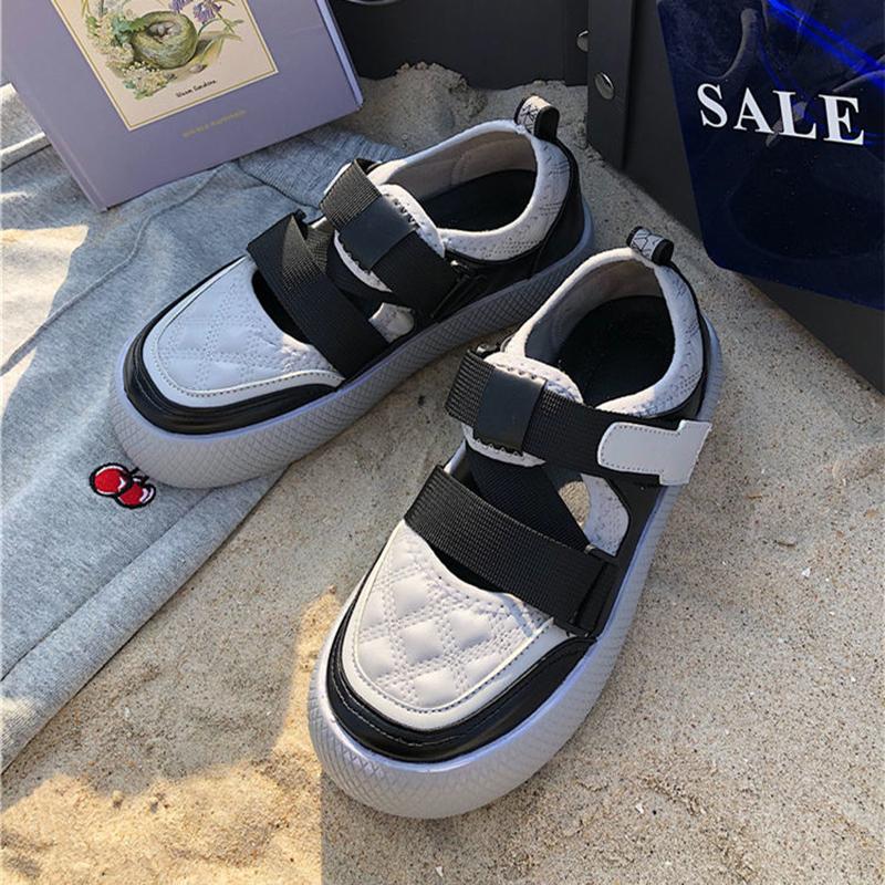 Sakura Purple Sneakers Women Spring and Summer Velcro Thick Bottom Niche Big Head Shoes Women Casual Sports Shoes