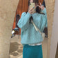Autumn and Winter Women's Sweater Korean Loose Soft Solid Color Blouse Retro Round Neck Pullover