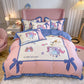 Naked Sleeping Sanded Four-piece Super Soft Korean Style Washed Cotton Bed Linen Quilt Cover Bedding
