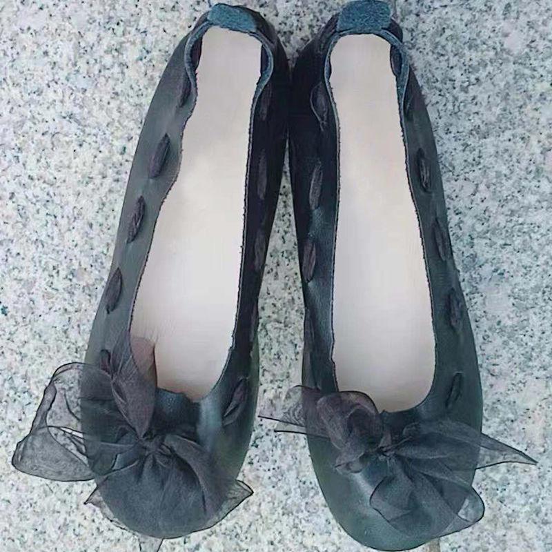 Single Shoes Women's Shallow Mouth Flat Soft and Comfortable Non-slip All-match Women's Flat Leather Shoes Lightweight Non-slip