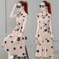 Women's Summer Dress Temperament Waist Was Thin Polka Dot Sleeveless Long Skirt Shirt-style Long Ladies Dress A-line Version Sleeveless Dress