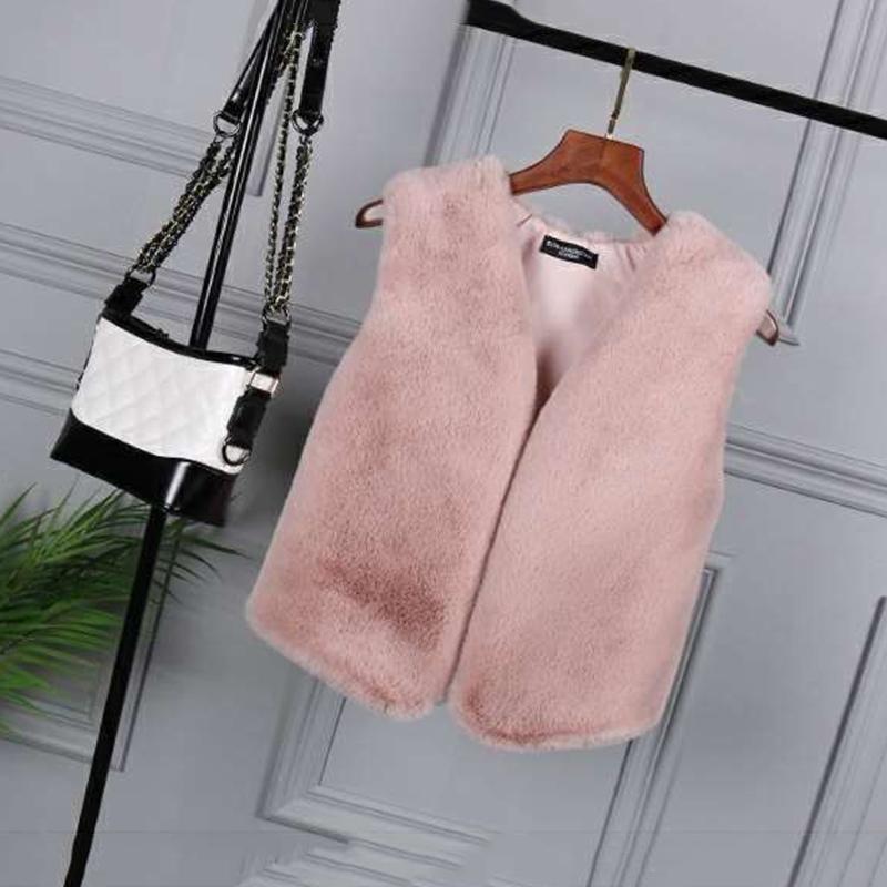 Women's Short Fur Waistcoat Imitation Rabbit Fur Waistcoat Waistcoat All-match Mink Fur Waistcoat Ladies Warm Jacket