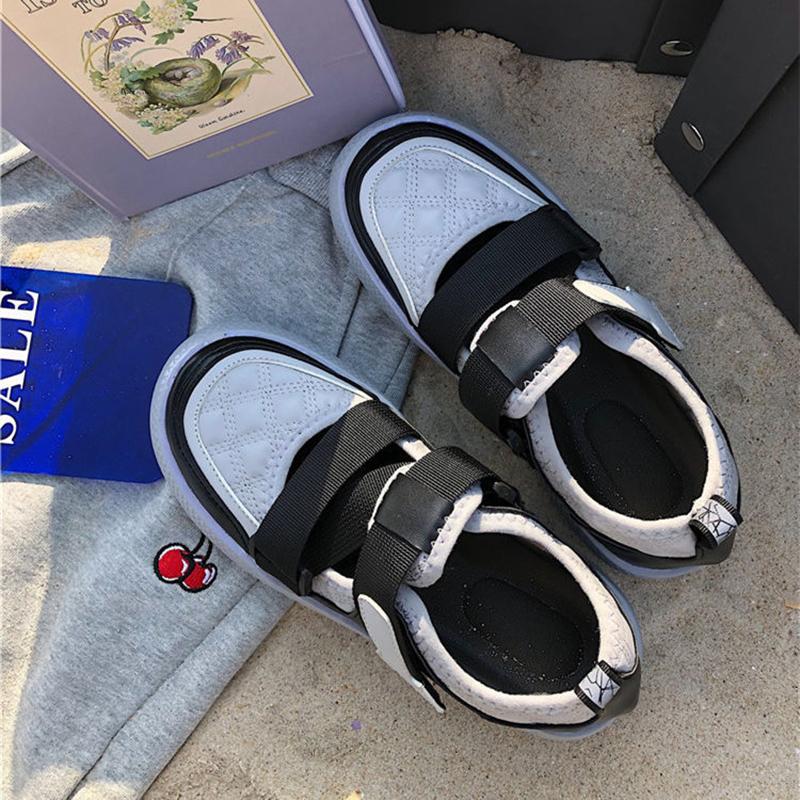 Sakura Purple Sneakers Women Spring and Summer Velcro Thick Bottom Niche Big Head Shoes Women Casual Sports Shoes