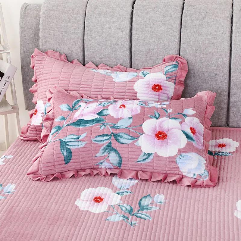 Crystal Suede Pillowcase Thickened Quilted Single and Double Pillowcases A Pair of Bedroom Bedding 48*74cm