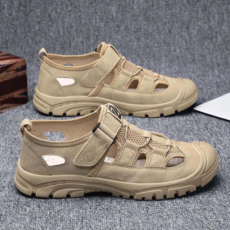 Summer Breathable Beach Mesh Sandals for Men's Outdoor Sports and Leisure Driving Hole Shoes