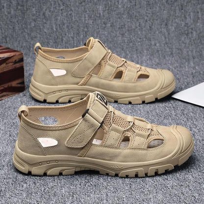 Summer Breathable Beach Mesh Sandals for Men's Outdoor Sports and Leisure Driving Hole Shoes