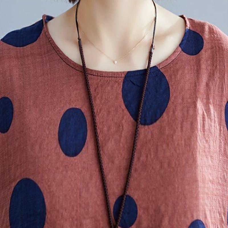 Dress Summer Short-sleeved Popular Printing Loose and Thin Slim Cover Belly Casual Plus Size Has Pockets DRESS