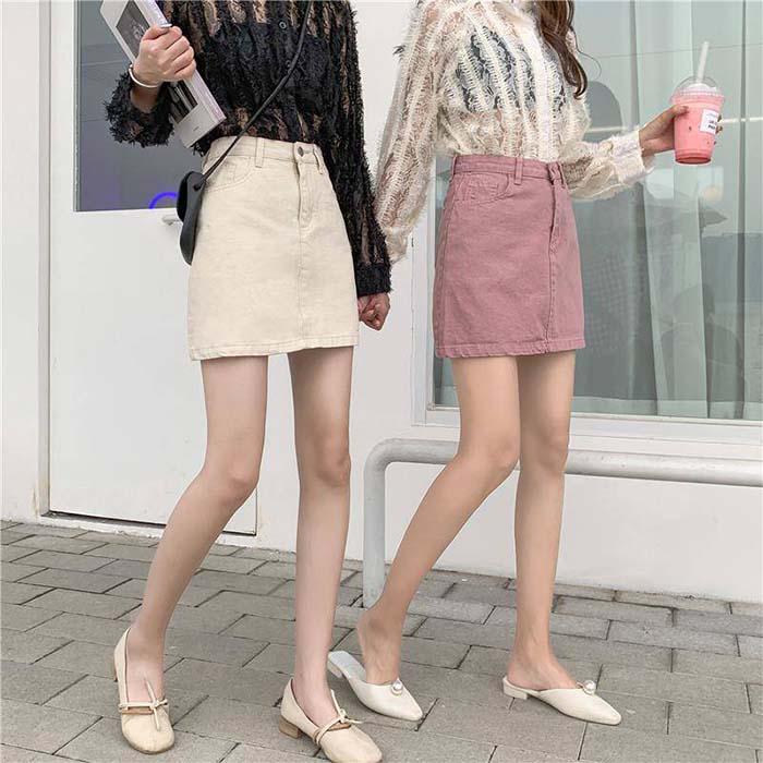 Pofulove S-5XL Women Plus Size Anti-light Denim Skirt Slim Sexy Package Hip Skirt Mini A-line Skirts
