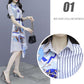 Striped Shirt Chiffon Female Dress A-line Printed Skirt with Waist and Thin Temperament