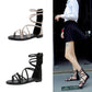 Sandals Women's High-top Flat-bottomed Simple and Versatile Open-toed Cross Straps Women's Roman Sandals Are Light and Comfortable