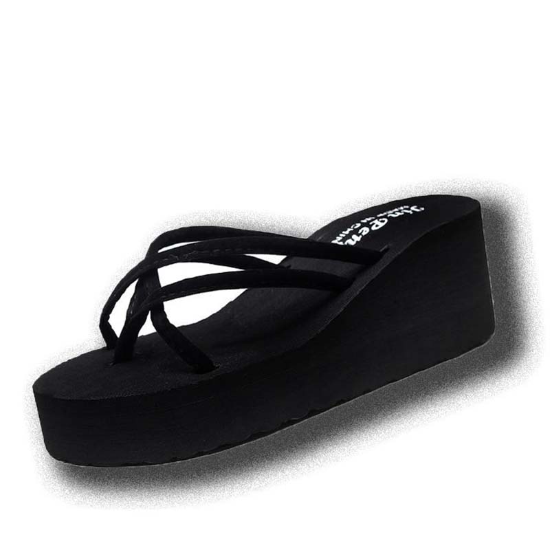 High-heeled Platform Slippers Female Summer Beach Non-slip Flip Flops Ladies Student Fashion Korean Style Outdoor Sandals and Slippers