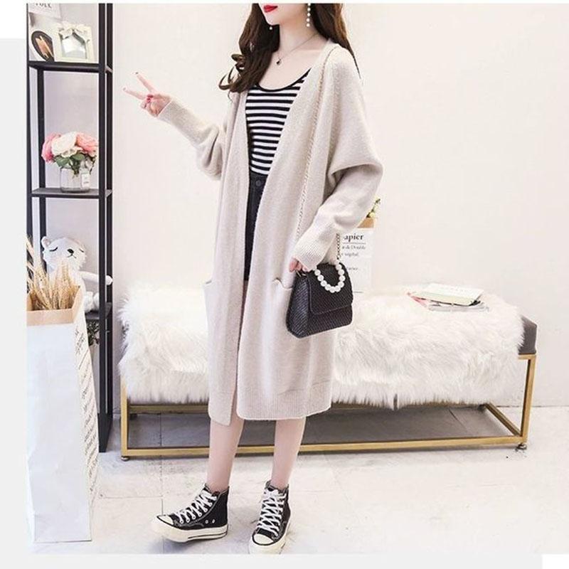 Mid-length Cardigan Sweater Spring and Autumn Loose Outer Tops Spring Casual Knitted Women's Jacket