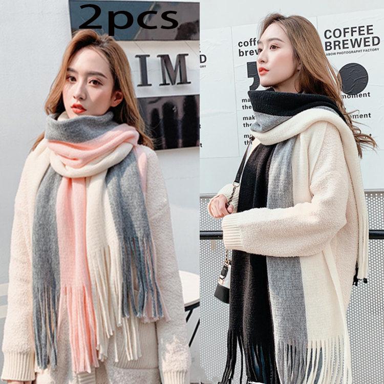 2pcs  Wild Shawl scarf Long section scarf Birthday present Winter warm scarf Christmas gift Woman