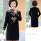 Autumn and Winter Mid-length Plus Size Dress Casual Knitted Simple Bottoming Skirt Elegant Jacquard Middle-aged Women Sweater Dress