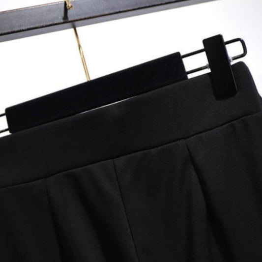 Draping Micro Trousers Women's Summer Slim High Waist Outer Wear Stretch Flared Pants Casual Black Trouser