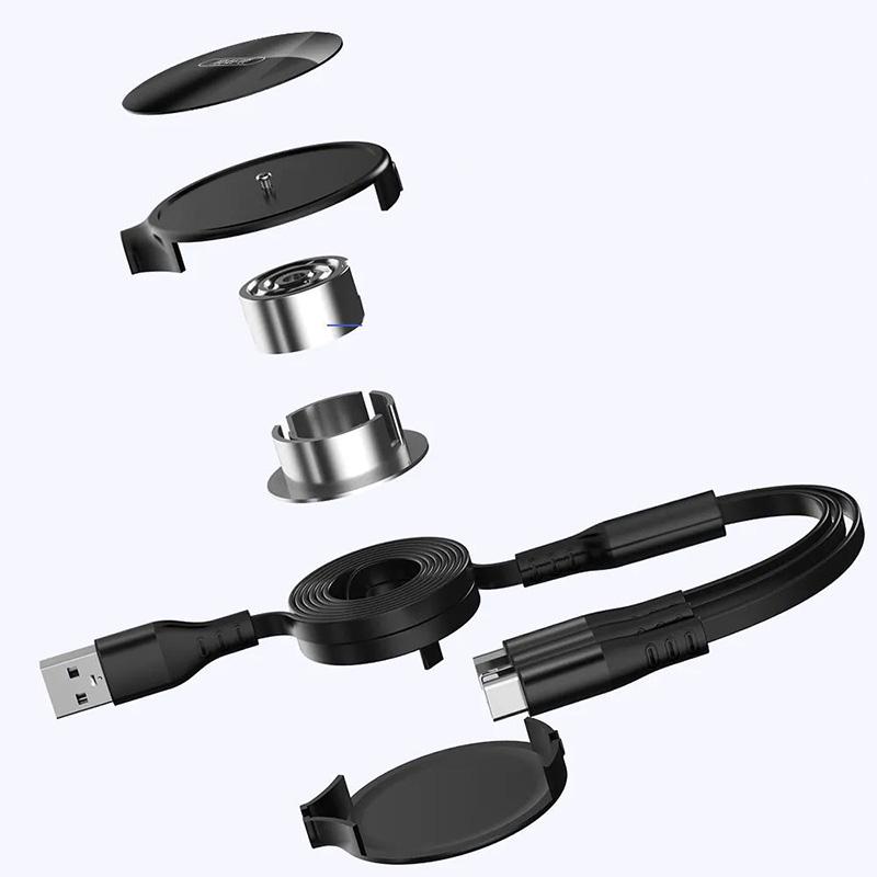 1.2m Long USB Car Data Cable Three-in-one Data Cable Android Apple Type-C Connector Electronic Device Charging Cable