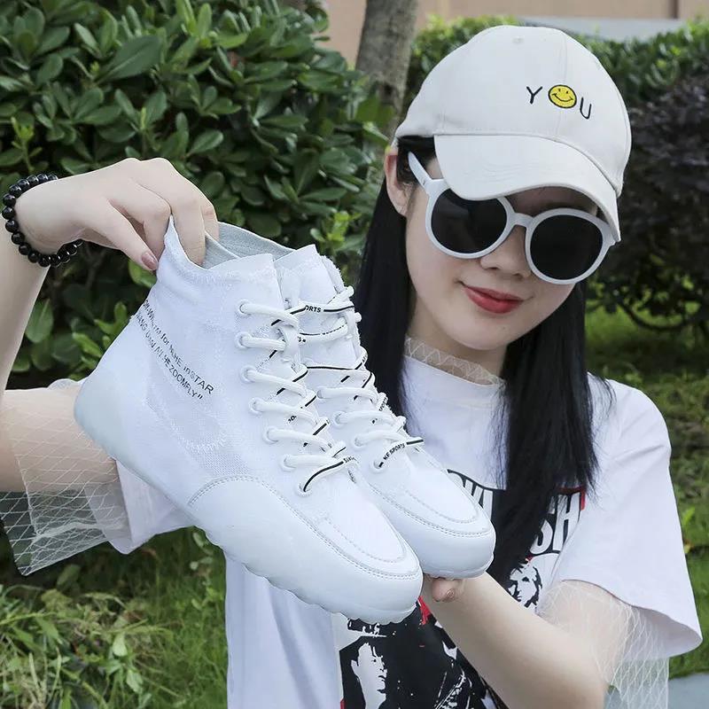 Shoes Women's Trendy Shoes Summer High-top Shoes Breathable Gauze Mesh Canvas Jelly Shoes Net Shoes