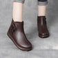 Plus Velvet Padded Cotton Shoes Short Boots Retro Anti-slip Tendon Bottom Real Soft Leather Boots Women