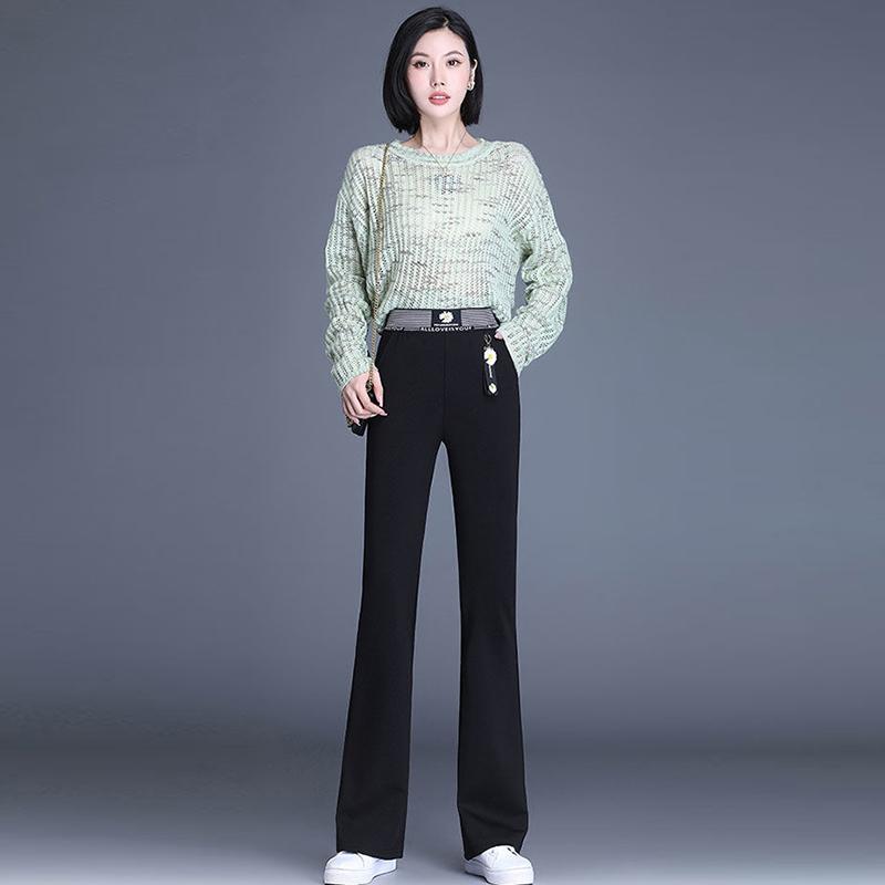 Pants Autumn and Winter Women's Black High-waist Flared Pants Loose Stretch Casual Pants