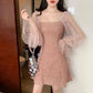 Sexy Dress Women Long Lantern Sleeve Dresses Dots Female Luxury Slim Evening Party Dress Vestidos