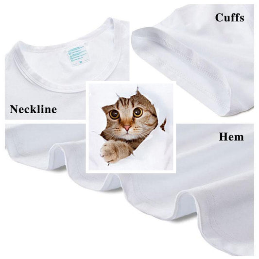 3D Style T-shirts Cute Cat Print Tees Summer Men Shirts Fashion Statement Casual Thin Pullover O-neck Short Sleeves Tees