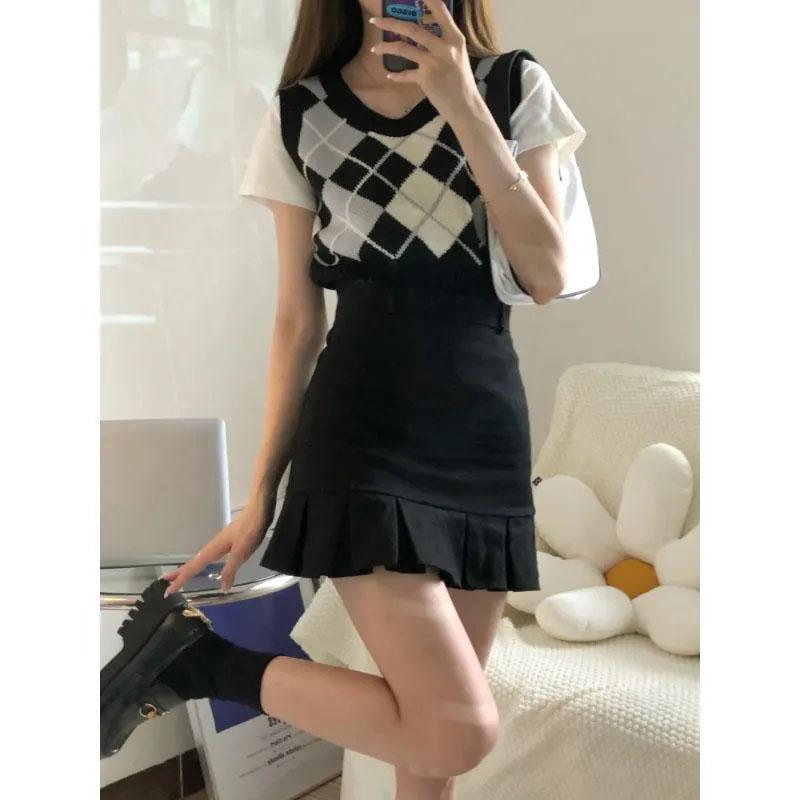 Pleated Skirt Ruffled Fishtail Skirt Women's Summer Sexy High Waist Slim A-line Pencil Skirt Bag Hip Mini Dress