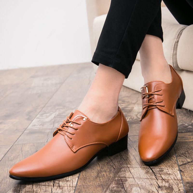 Fashion Pointed Toe Leather Shoes Men's Business Casual Shoes British Style Patent Leather Shoes