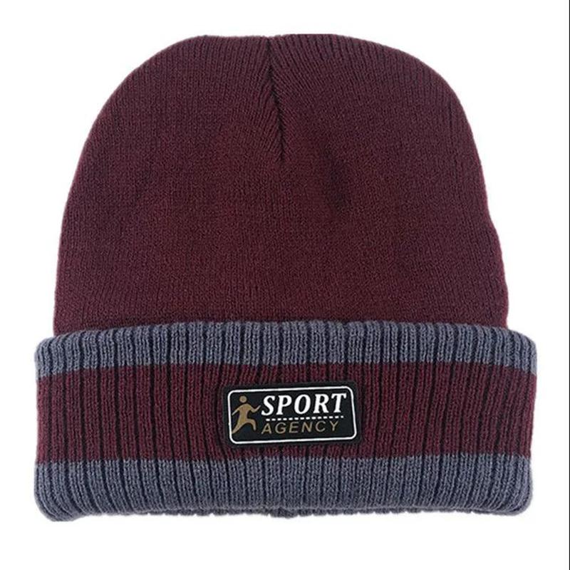 Men's Winter Ski Hat Outdoor Riding Cold Hat Plus Velvet Thick Warm Knitted Hat