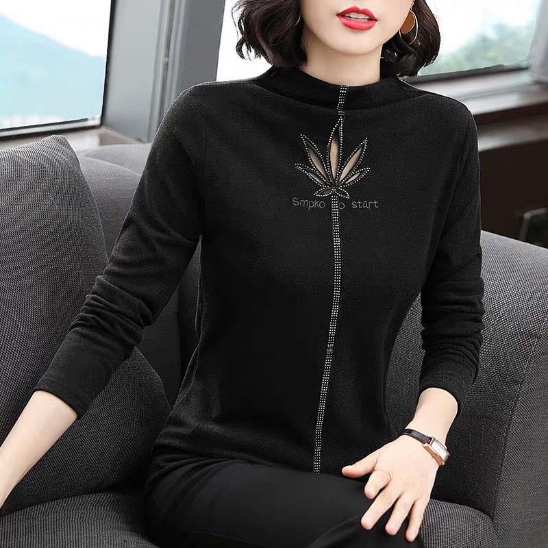 Women letter Embroidered Sweaters Hollow Rhinestone pullover long sleeve loose Velvet Sweaters warm