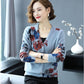 Autumn Winter Artificial Mink Cashmere Printed Knitted Cardigan Women's Short Sweater Coat Long-sleeved Loose Knitted Jacket
