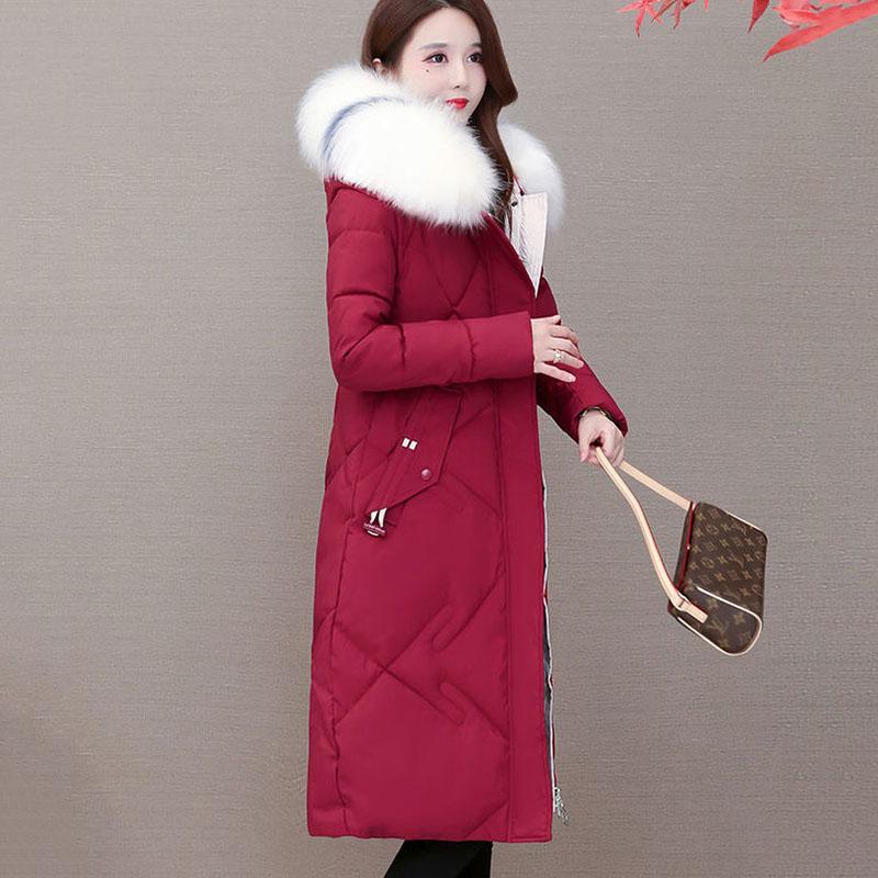 Cotton-padded Clothes Women's Mid-length Winter Clothes Korean Style Loose Fashion Women's Fur Collar Down Padded Coat