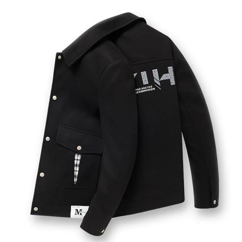 Business Woolen Jacket Young Men's High-end Self-cultivation Wild Solid Color Jacket Trend