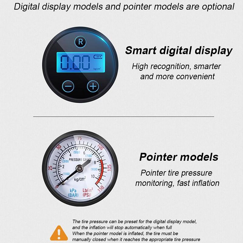 Home Car Dual-purpose Wireless Car Air Pump Inflator Pressure Monitoring Machine Portable with 2000mAh Battery