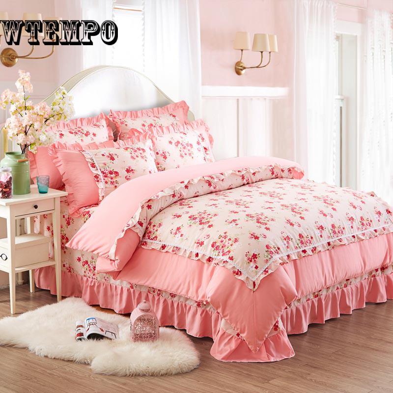 New Bedding Set Girls Bedding Set lace Bed set Duvet Cover Bed Skirt or fitted sheet bedclothes