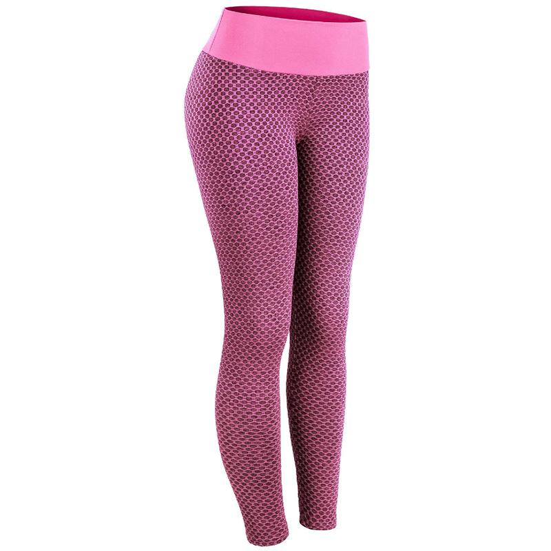 Honeycomb Solid Color Ins Yoga Pants Peach Hip High Waist Sports Slim Tights Women