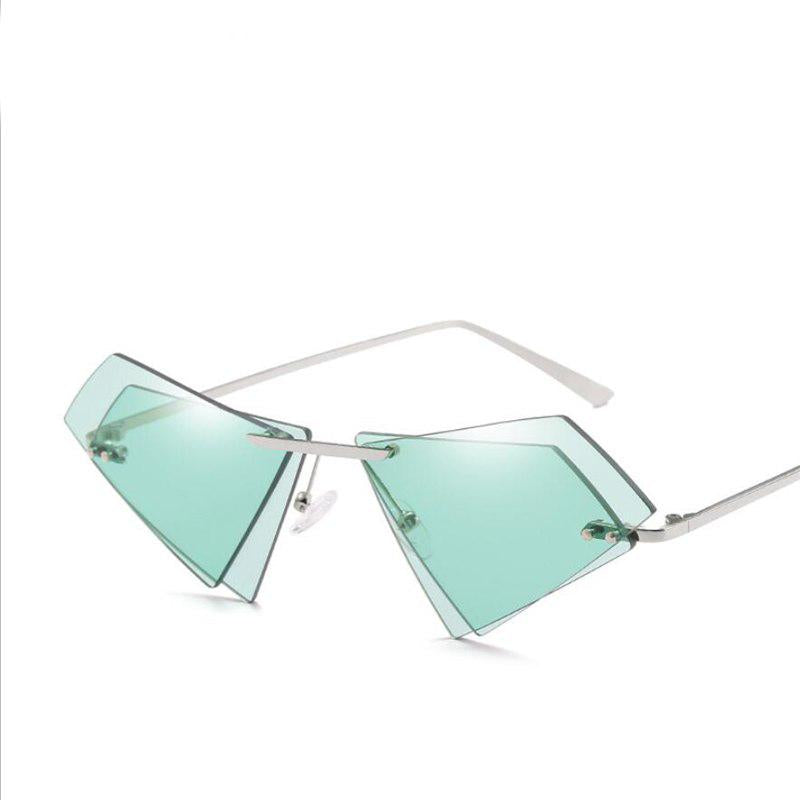 WTEMPO Rimless Cat Eye Sunglasses Women UV400 Frameless Sun Glasses Female Famous Brand Irregular Do