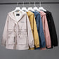 Vintage Stylish Pockets Oversized Plaid Jacket Coat Women Fashion Hooded Long Sleeve Loose Outerwear Chic Tops