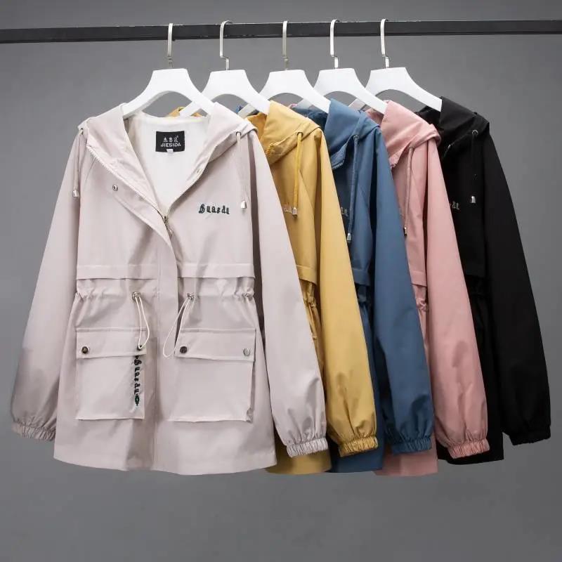 Vintage Stylish Pockets Oversized Plaid Jacket Coat Women Fashion Hooded Long Sleeve Loose Outerwear Chic Tops
