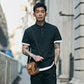 Men's Short Sleeve   Shirt Summer Youth Loose Lapel T-shirt Solid Color Half Sleeve Top