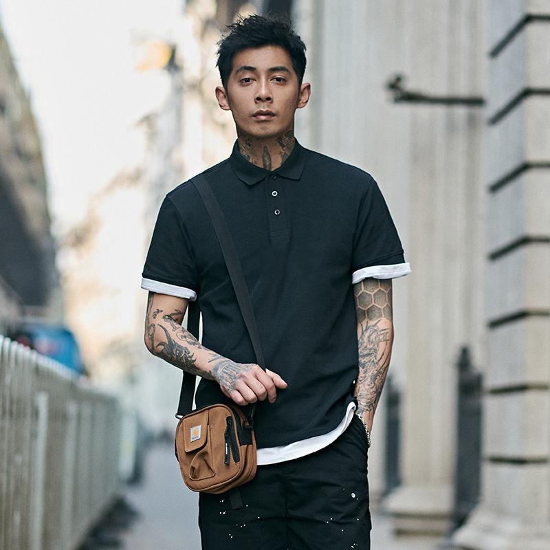 Men's Short Sleeve   Shirt Summer Youth Loose Lapel T-shirt Solid Color Half Sleeve Top