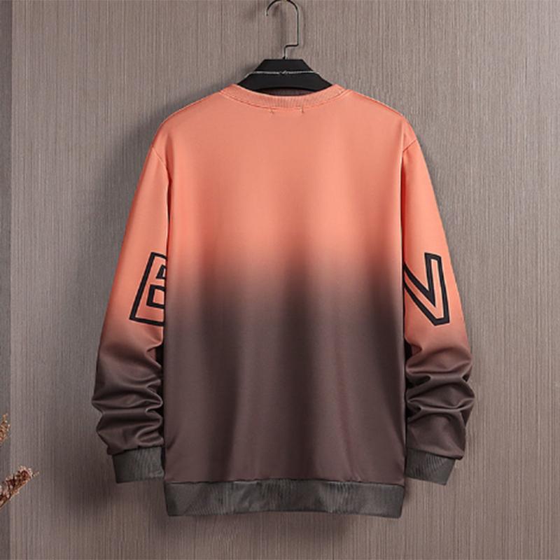 Men's Round Neck Sweater Suit Spring and Autumn New Loose Large Size Gradient Ins Korean Version of The Tide Brand Sportswear A Set of Student Tops