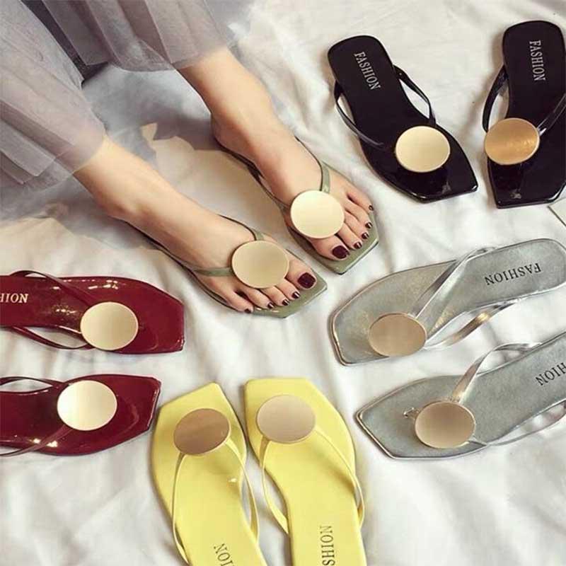 Slippers women wear summer fashion wild net red ins sandals and slippers flat bottom flip flops tide