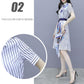Striped Shirt Chiffon Female Dress A-line Printed Skirt with Waist and Thin Temperament