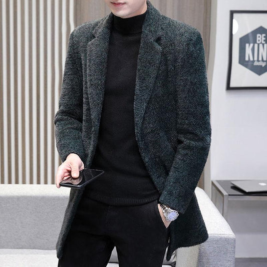 Winter Mid-length Woolen Coat Men's Young and Middle-aged Casual Winter Coat Men's High-end Woolen Trench Coat