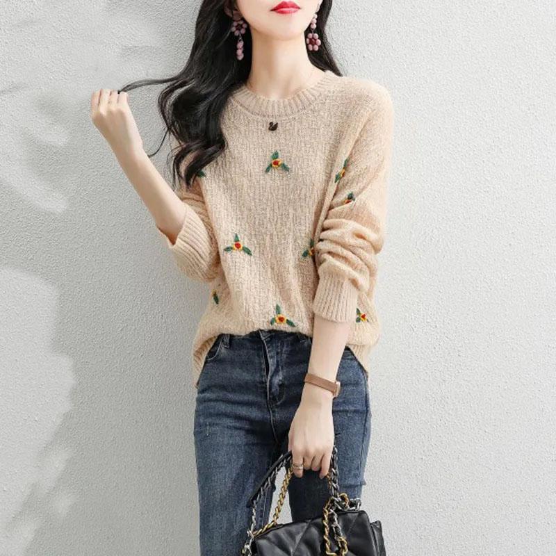 Sweater Women's Ladies Style Pullover Knitwear Korean Loose Solid Color Top Trending Fluffy Sweater Autumn and Winter